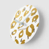 White & Gold Leopard Cheetah Glam Personalized Ronde Klok (Hoek)