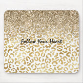 White Gold Leopard Print Glitter spargel Muismat (Voorkant)