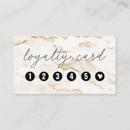 White Gold Marble Nail Salon Loyalty Card (Voorkant)