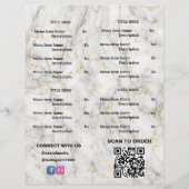 White Gold Marble Restaurant Afsluiten Menu QR-cod (Achterkant)