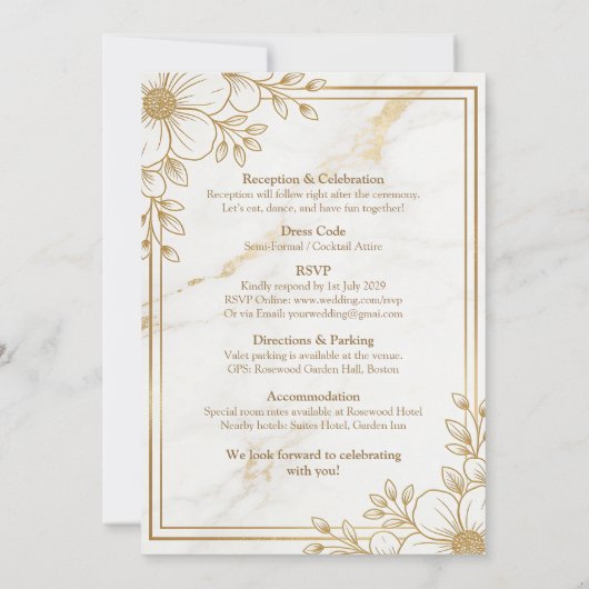 White gold marble wedding invitation (Dos)