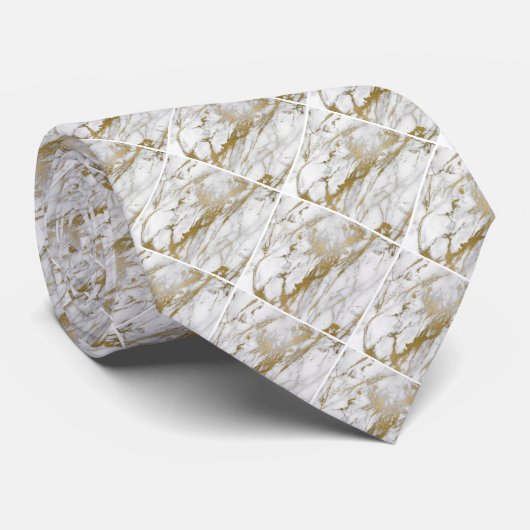 WHITE GOLD MARBLED ABSTRACT OCEAAN STROPDAS (Opgerold)