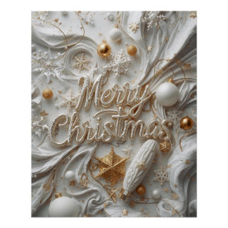 White & Gold “Merry Christmas” Poster Perfect Poster