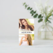 White Gold Model Actress QR Code 2 Photo Collage Visitekaartje (Staand voorkant)