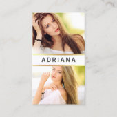 White Gold Model Actress QR Code 2 Photo Collage Visitekaartje (Voorkant)