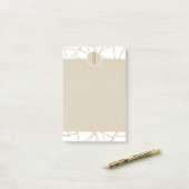 White Gold Modern Geometric Kraft Rustic Monogram Post-it® Notes (Op bureau)