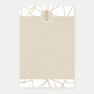 White Gold Modern Geometric Kraft Rustic Monogram Post-it® Notes