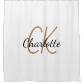 White gold monogram initialen name minimalist douchegordijn (Voorkant)