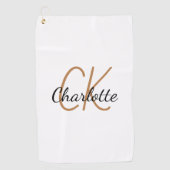 White gold monogram initialen name minimalist golfhanddoek (Voorkant)