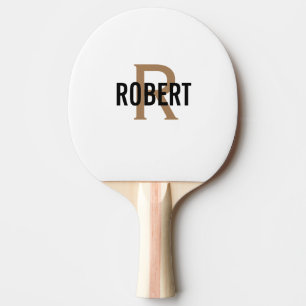 White gold monogram name ping pong paddle tafeltennisbatje