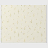 White Gold Music Notes Birthday Cadeaupapier (Vlak)