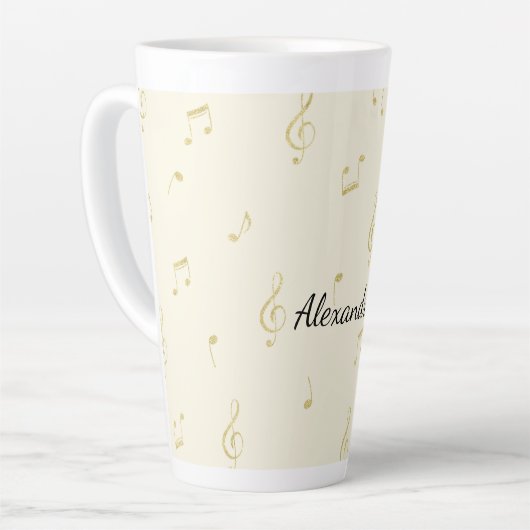 White Gold Music Notes Latte Mok (Linkerhoek)