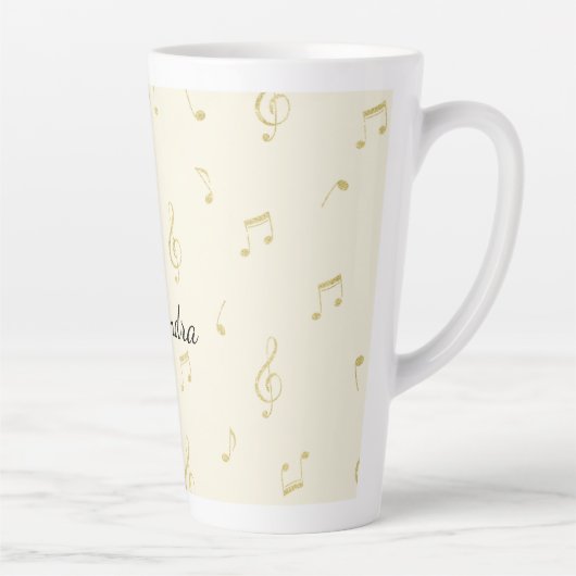 White Gold Music Notes Latte Mok (Rechts)