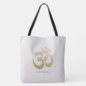 White & Gold OM Symbol Yoga Mediation instructeur Tote Bag (Achterkant)