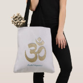 White & Gold OM Symbol Yoga Mediation instructeur Tote Bag (Dichtbij)