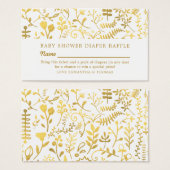 White & Gold Oriental Floral, Diaper Raffle Ticket Visitekaartje (Voorkant /achterkant)