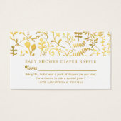 White & Gold Oriental Floral, Diaper Raffle Ticket Visitekaartje (Voorkant)