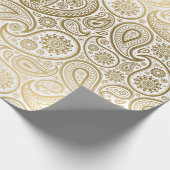 White & Gold  Paisley Pattern Cadeaupapier (Hoek)