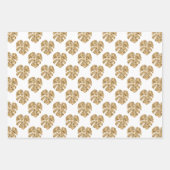 White Gold Palm Leaf Pattern Monstera Deliciosa Inpakpapier Vel (Voorkant 3)
