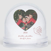 White & Gold Peace & Love Photo Year Sneeuwbol (Achterkant)