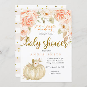 White Gold Peach baby shower fille de carte d'invi