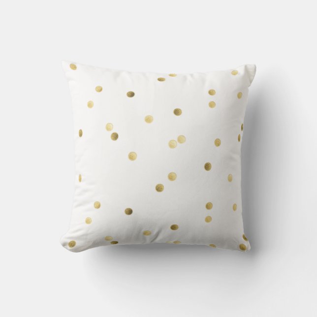 White Gold Polka Dot Decorative Kussens (Voorkant)