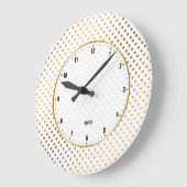 White & Gold Polka Dots Pattern Grote Klok (Hoek)