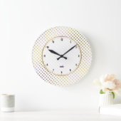 White & Gold Polka Dots Pattern Grote Klok (Huis)