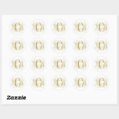 White Gold Preppy Vine Script Monogram DIY BG Ronde Sticker (Vel)