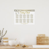 White & Gold Ribbon 10 Table Wedding Seating Chart Poster (Keuken)