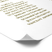 White & Gold Ribbon 8 Table Wedding Seding Chart Poster (Hoek)