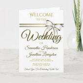 White & Gold Ribbon & Bow Wedding Program Programma (Voorkant)