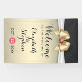 White Gold Ribbon Red Diamond Wedding Banner (Horizontaal)