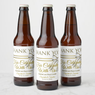 White & Gold Ribbon Weddenschap Hartelijk dank Bier Etiket