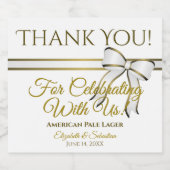 White & Gold Ribbon Weddenschap Hartelijk dank Bier Etiket (Enkel label)