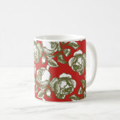 White Gold Roos Etching on Red Coffee Mok (Voorkant rechts)