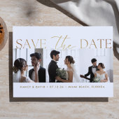 White Gold Script 3 photo Collage wedding  Save The Date