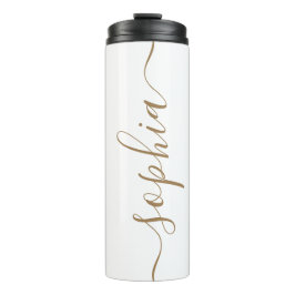 White Gold Script Custom Name Thermal Tumbler Thermosbeker