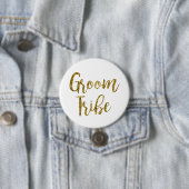 White & Gold Script GroomTribe-Button Ronde Button 7,6 Cm (In situ)