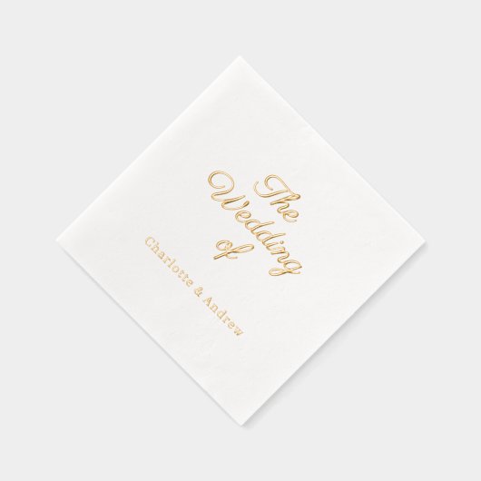 White gold script luxury Wedding  Folie Servetten (Rechts)
