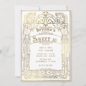 White & Gold Shine Victoriaans Deco Sweet 16 Kaart (Voorkant)