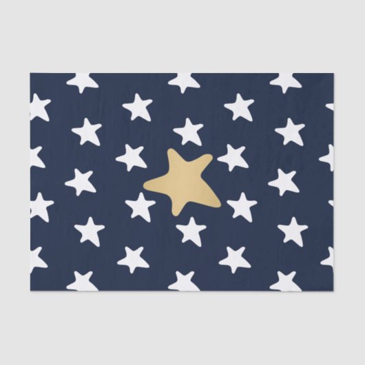 White & Gold Stars Patroon Tissuepapier (Voorkant)
