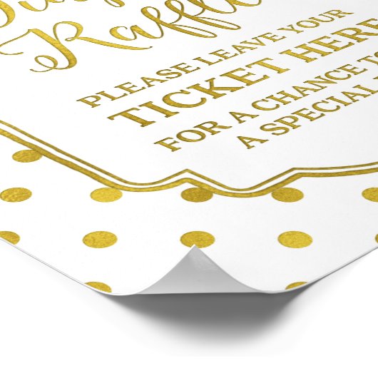 White Gold Stippen Diaper Raffle Sign Poster (Hoek)