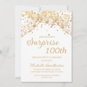 White Gold String Lights Surprise 100th Birthday Kaart (Voorkant)