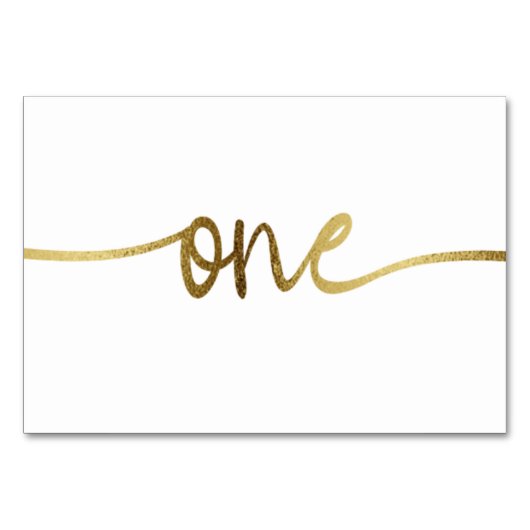 White Gold Text Number One Wedding Kaart (Voorkant)