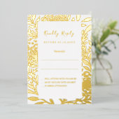 White gold wedding response RSVP foil card Folie Uitnodiging (Staand Voorkant)