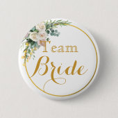 White Gold Wedding Team Bride Button (Voorkant)