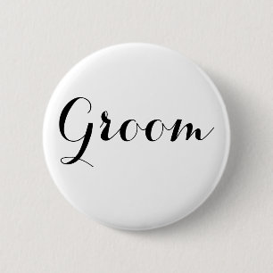 White Gold Wedding Team Groom Ronde Button 5,7 Cm