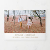 White Gold World Map All in One Wedding Drieluik Uitnodiging (Cover)