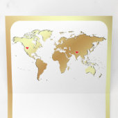 White Gold World Map QR Code Photo Wedding Drieluik Uitnodiging (Binnenzijde eerst)